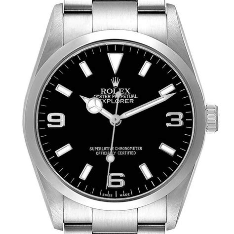 rolex explorer 114270 stainless steel black dial automatic 34mm men's